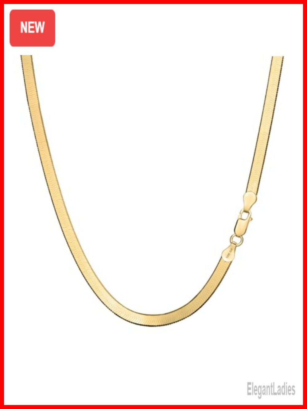 14K Gold Chain Necklace Herringbone Snake Choker 4MM